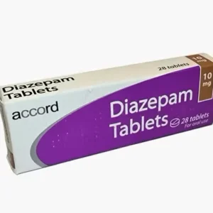 Blister pack of Diazepam 10mg tablets, UK packaging, used to treat anxiety, muscle spasms, and seizures.