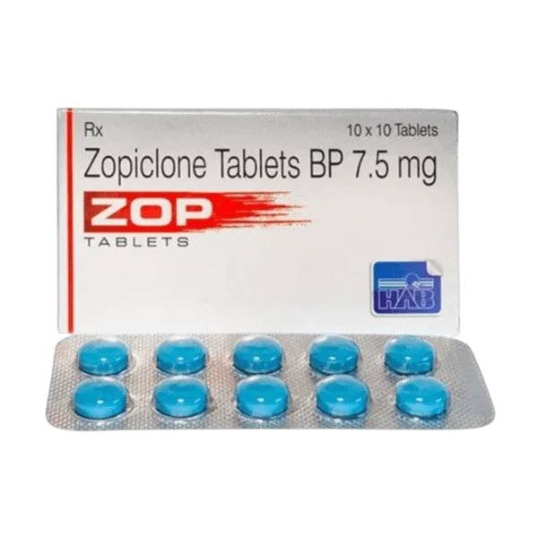 Zopiclone 7.5mg Blue Tablets pack for insomnia relief.