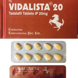 Blister pack of Vidalista 20 Tadalafil Tablets IP 20mg – used for the treatment of erectile dysfunction in men.